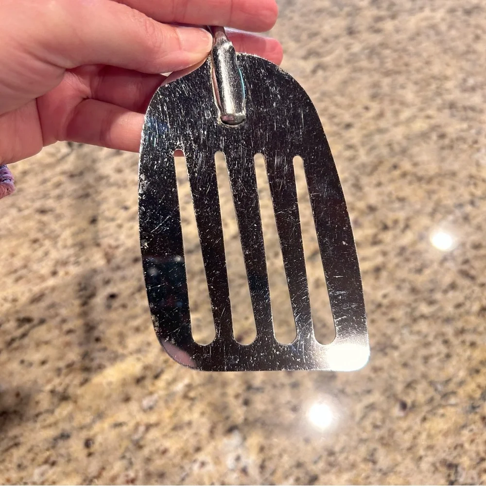 Vintage EKCO 13.5”‎ Slotted Spatula Chromium Plated USA w/ Nylon Handle